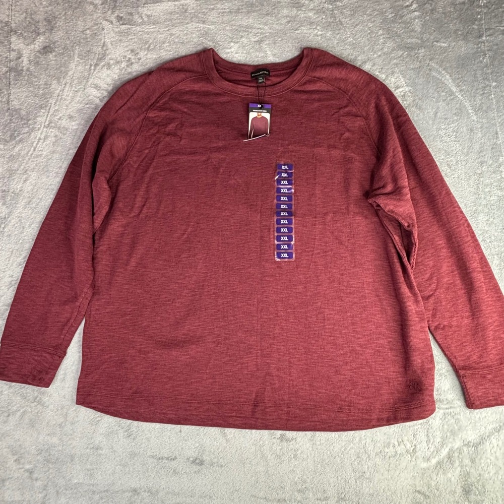 Banana Republic Thermal Mens XXL Burgundy Double Knit Crew NMT0188S Slub Raglan